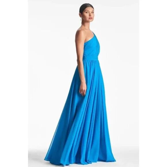 Anthropologie Sachin & Babi Womens Size 4 Makayla Azure Blue Gown Maxi Dress - Picture 5 of 5